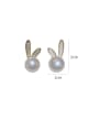 thumb Brass Cubic Zirconia Rabbit Dainty Stud Earring 2