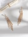 thumb Copper Cubic Zirconia  Long full diamond tassel Trend Korean Fashion Earrings 2
