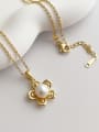 thumb Brass Freshwater Pearl Flower Dainty Necklace 1