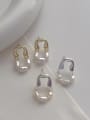 thumb Brass Freshwater Pearl Geometric Minimalist Drop Earring 0