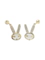 thumb Brass Cubic Zirconia Rabbit Dainty Earring 0