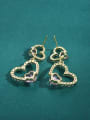 thumb Brass Cubic Zirconia Heart Dainty Drop Earring 2
