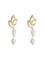 thumb Brass Imitation Pearl Leaf Dainty Drop Trend Korean Fashion Earring 0