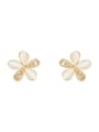 thumb Brass Cubic Zirconia Flower Dainty Stud Trend Korean Fashion Earring 0