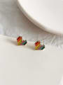 thumb Copper Multi Color Enamel Heart Cute Stud Trend Korean Fashion Earring 2