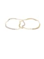 thumb Brass Imitation Pearl Geometric Minimalist Link Bracelet 0