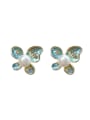 thumb Mixed Metal Freshwater Pearl White Butterfly Cute Stud Earring 0