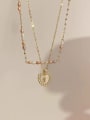 thumb Brass Freshwater Pearl Heart Dainty Multi Strand Necklace 0