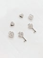thumb Brass Cubic Zirconia Heart Minimalist Stud Earring 0