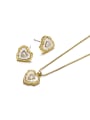 thumb Brass  Minimalist Heart  Shell Earring and Necklace Set 0