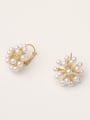 thumb Brass Imitation Pearl Flower Minimalist Stud Trend Korean Fashion Earring 2