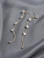 thumb Brass Cubic Zirconia Tassel Dainty Threader Earring 1