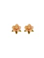 thumb Brass Natural Stone Flower Dainty Stud Earring 0