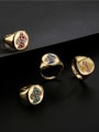 thumb Brass Enamel Geometric Mushroom Vintage Band Ring 2