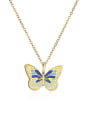 thumb Brass Rhinestone Enamel Butterfly Pendant Necklace 1