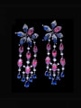 thumb Brass Cubic Zirconia Multi Color Flower Statement Cluster Earring 0
