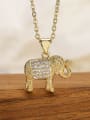 thumb Brass Cubic Zirconia Elephant Hip Hop Necklace 1