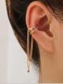 thumb Brass Cubic Zirconia Tassel Hip Hop Single Clip Earring 1