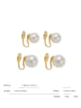 thumb Brass Imitation Pearl Geometric Minimalist Hook Earring 4