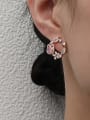 thumb Brass Cubic Zirconia Flower Minimalist Stud Earring 2