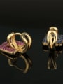 thumb Brass Cubic Zirconia Square Luxury Huggie Earring 4