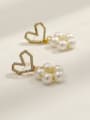 thumb Brass Imitation Pearl Heart Cute Drop Trend Korean Fashion Earring 3