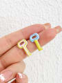 thumb Brass Multi Color Enamel Key Minimalist Single Earring( Single-Only One) 1