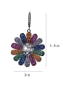 thumb Brass Cubic Zirconia Multi Color Flower Statement Cluster Earring 3