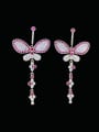 thumb Brass Cubic Zirconia Butterfly Tassel Luxury Cluster Earring 0