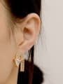 thumb Brass Cubic Zirconia Asymmetry Geometric Vintage Stud Trend Korean Fashion Earring 2