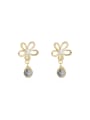 thumb Copper Imitation Pearl Flower Minimalist Drop Trend Korean Fashion Earring 0