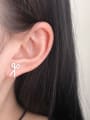 thumb Brass Cubic Zirconia Irregular Trend Scissors Set Stud Earring 1