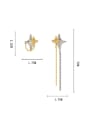 thumb Brass Cubic Zirconia Star Trend Threader Earring 4
