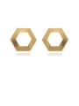 thumb Copper Hollow Hexagon Minimalist Stud Trend Korean Fashion Earring 0