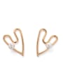 thumb Brass Imitation Pearl Heart Vintage Stud Earring 2