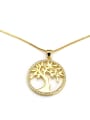 thumb Brass  Hollow Round Minimalist tree Pendant Necklace 1