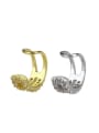 thumb Brass Cubic Zirconia Round Dainty Clip Earring 0