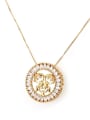 thumb Brass Cubic Zirconia Round Cute Girl Pendant Necklace 4