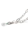 thumb Brass Imitation crystal Water Drop Vintage Hollow Chain Necklace 2