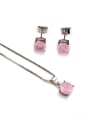 thumb Brass Cubic Zirconia Vintage Geometric  Earring and Necklace Set 4