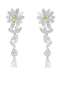 thumb Brass Cubic Zirconia Flower Heart Luxury Cluster Earring 2