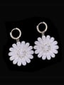 thumb Brass Cubic Zirconia Multi Color Flower Statement Cluster Earring 2