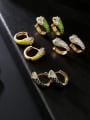thumb Brass Enamel Snake Vintage Stud Earring 0