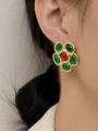 thumb Brass Resin Flower Minimalist Stud Earring 2
