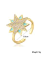 thumb Brass Cubic Zirconia Five-Pointed Star Vintage Band Ring 4