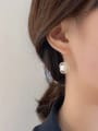 thumb Brass Imitation Pearl Geometric Dainty Drop Earring 1