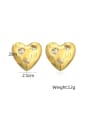 thumb Brass Cubic Zirconia Heart Minimalist Huggie Earring 2