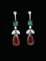 thumb Brass Cubic Zirconia Water Drop Luxury Cluster Earring 2