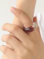 thumb Hand Glass  Clear Round Minimalist Band Ring 2