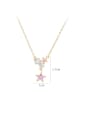 thumb Brass Cubic Zirconia Pink Star Dainty Necklace 1